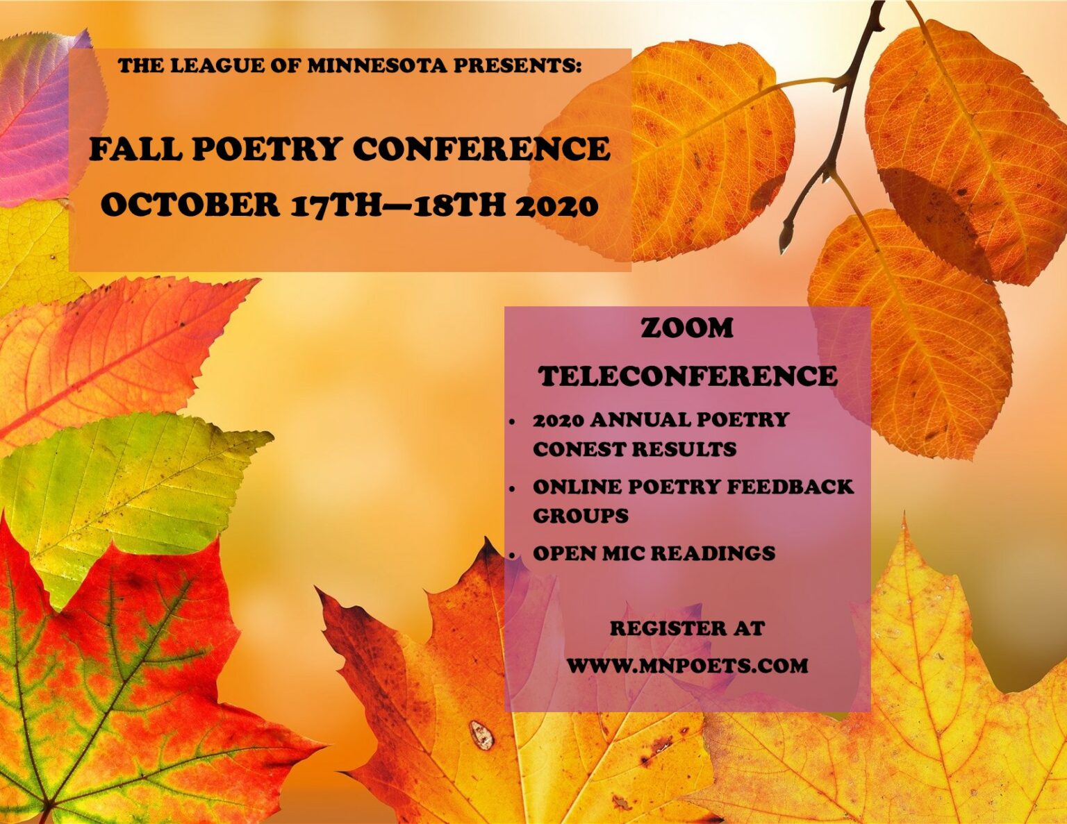 2020 Fall Conference League of Minnesota Poets